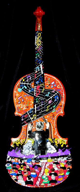 Charles Fazzino 3d pop art violin for Westchester Philharmonic