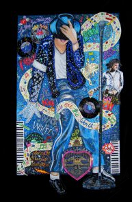 A colorful painting of Michael Jackson