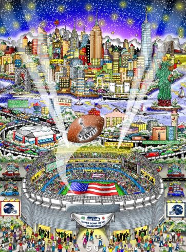 Charles Fazzino Super Bowl 2014 commemorative artwork