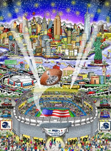 Charles Fazzino Super Bowl 2014 commemorative artwork