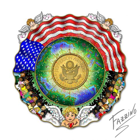 Official Jefferson Awards Artwork Limited Edition Image of the very colorful and patriotic official artwork for the Jefferson Awards