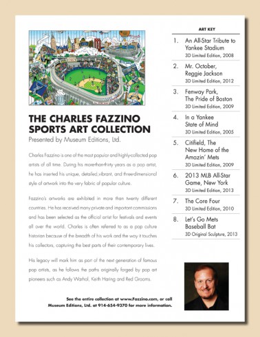 The brochure outlining the Fazzino sports artwork now on display at Chelsea Piers 