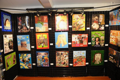 Some of the artwork hanging up on display at the CHOICE fundraising event