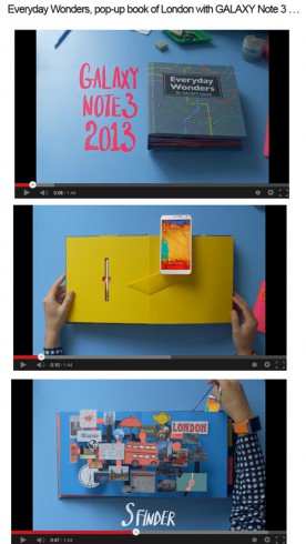 Image of the Samsung Galaxy Notes pop up book video