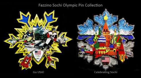 Two collectors pins for the 2014 Winter Olympics