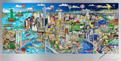 The colorful version of Charles Fazzino's Illusions of New York aluminum artwork collection