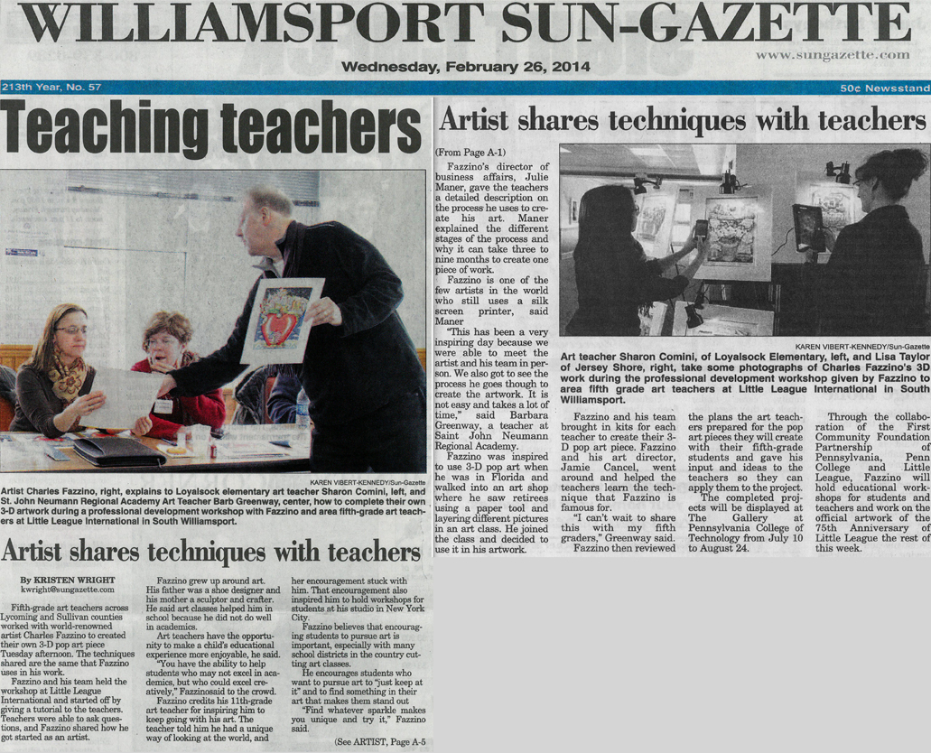 Willamsport Sun-Gazette - Fazzino Works with Teachers - February 26