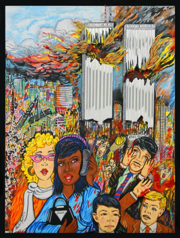 Fazzino's rendering of the tragedies of 9/11 in NYC