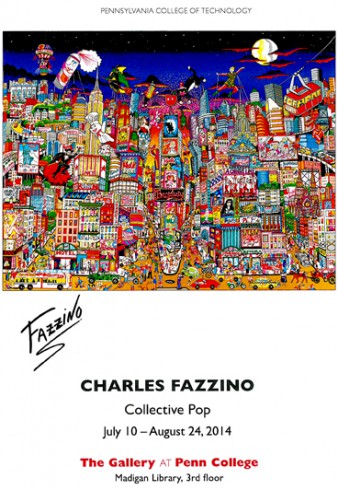 Image of the invitation to see Charles Fazzino's gallery at Penn College