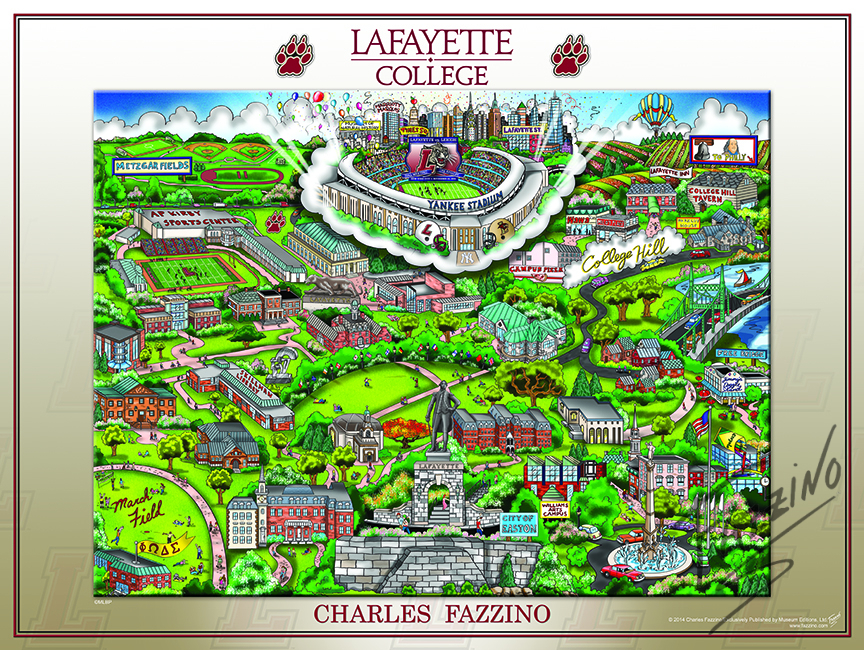 Image of the commemorative pop art piece created by Charles Fazzino, celebrating Lafayette College