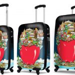 Luggage set featuring Fazzino's The Big Apple artwork