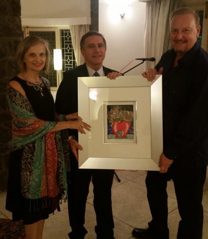 Israeli Ambassador Daniel Carmon with 3d pop artist Charles Fazzino