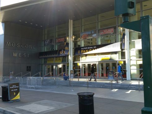 The outside of the NFL Shop Moscone West in San Francisco