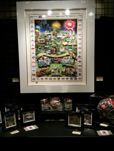 The Fazzino Super Bowl 50 artwork on display at the NFL Shop in San Francisco