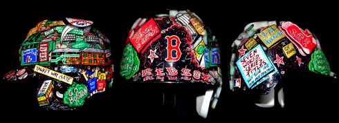 The 2017 All-Star Game hand-painted baseball helmets showing them from all sides