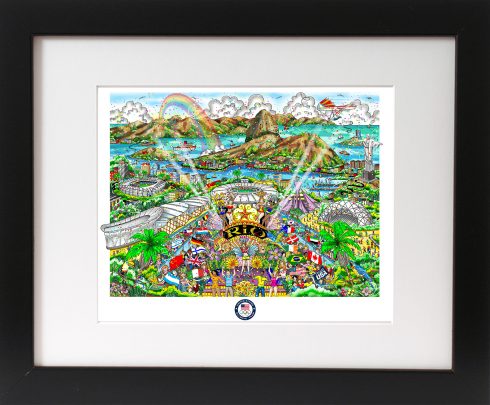 Framed 2016 Rio Olympics Pop Art piece done by Charles Fazzino