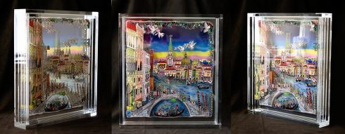 Charles Fazzino's free-standing, limited-edition, 3D plexiglass sculpture of Paris.