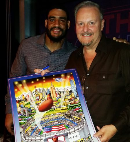 Fazzino with NY Giant Olivier Vernon