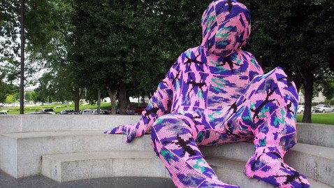 Olek “Albert Einstein Memorial Statue” at the Modern Met that has been yarn bombed 