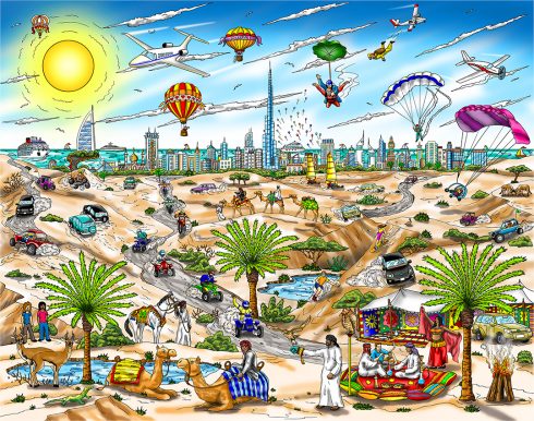 "A View from the Dubai Desert" by 3d pop art artist Charles Fazzino