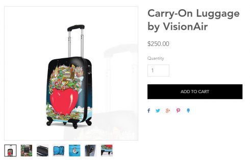 Charles Fazzino carry on luggage by VisionAir gift shop collection