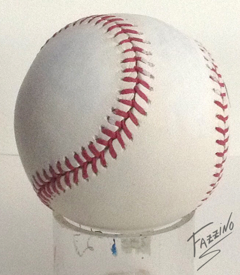 A baseball ready for Fazzino's creative touch