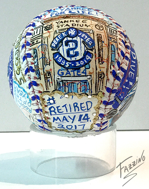 One side of the final baseball art by Fazzino showing Derek Jeter's retirement date