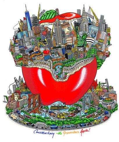 "Constructing the Gridlocked Apple" by 3d pop artist Charles Fazzino