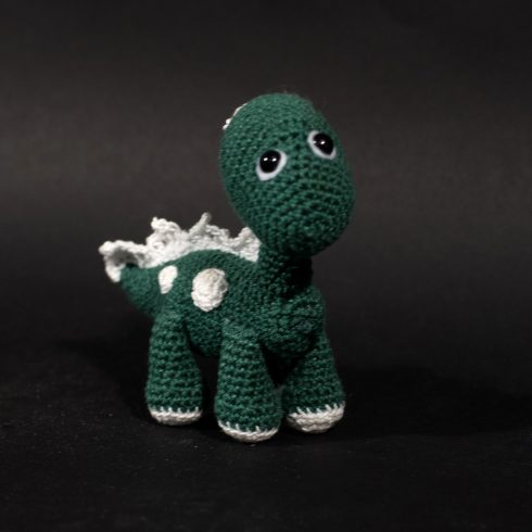 Green and white crocheted dinosaur | Christina's Crocheted Characters