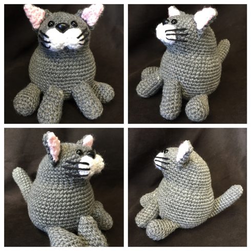 Grey and white collage of crocheted cats | Christina's Crocheted Characters