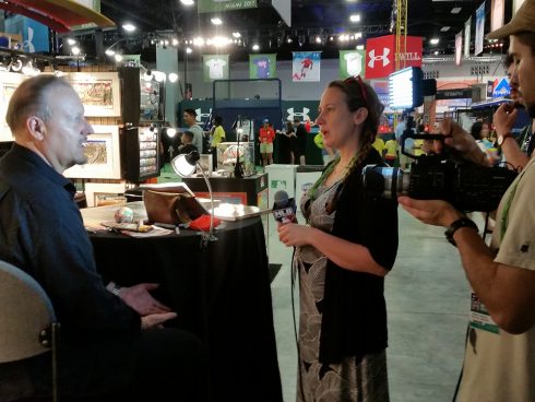 Charles Fazzino being interviewed by MLB.com at Fan Fest 2017 