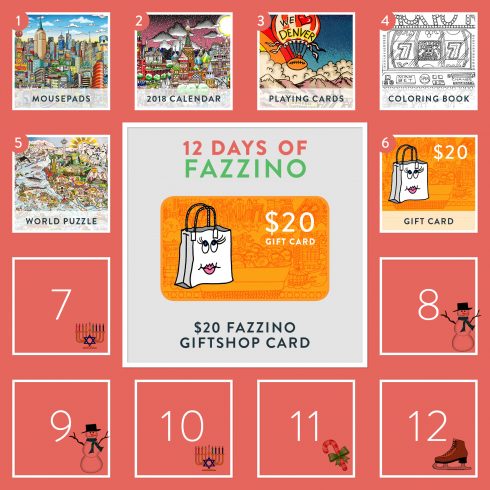 12 Days of Fazzino calendar card - 20$ gift card to Fazzino Giftshop 