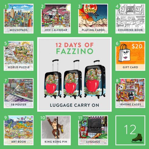 12 Days of Fazzino calendar card Luggage giveaway