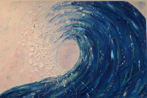 Abstract painting of an ocean wave done by Melek Toraman