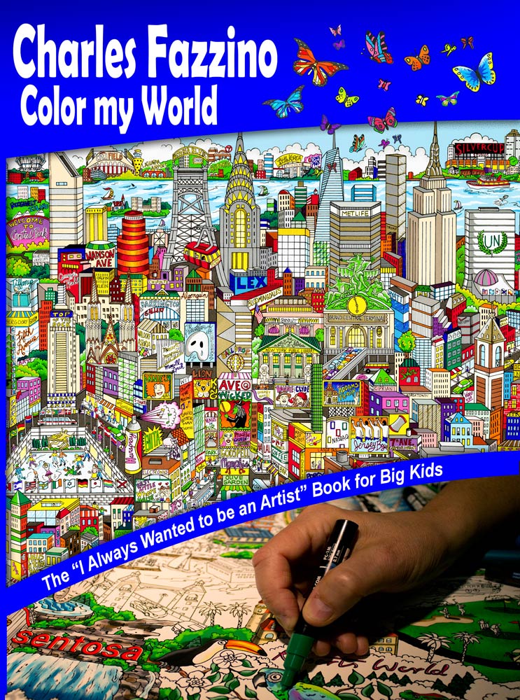 Color my world adult coloring book by Charles Fazzino