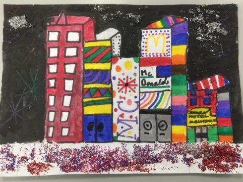 Mardrid cityscape with fireworks - New Years Celebration Art Challenge by Fazzino