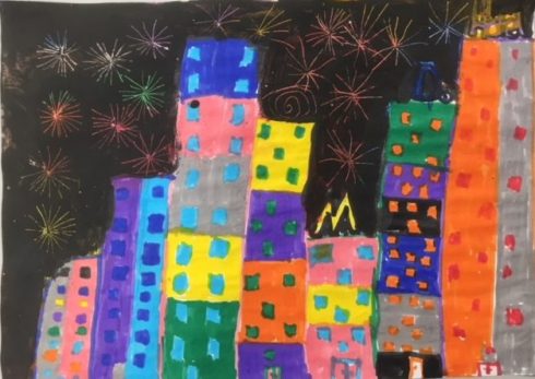 Colorful New York City New Years Celebration Fazzino Art Challenge 