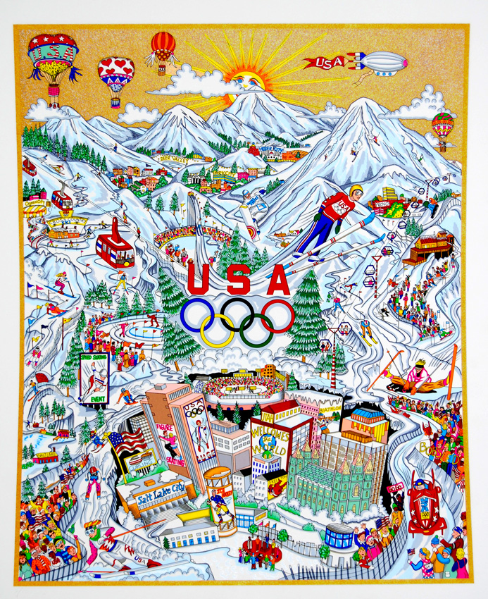 Pop Art piece done by Official Olympic Artist Charles Fazzino - Olympic Games, 2000, Salt Lake City, USA