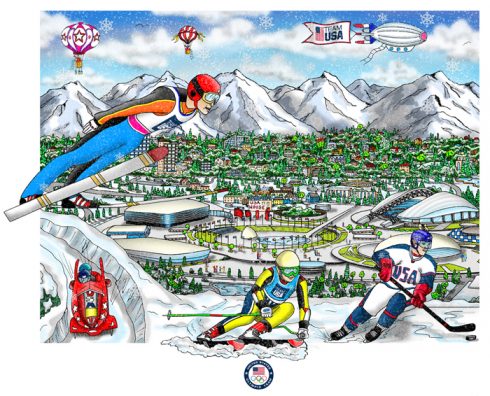 Pop Art Piece done by Charles Fazzino of the Olympic Games, 2014, Sochi, Russia  