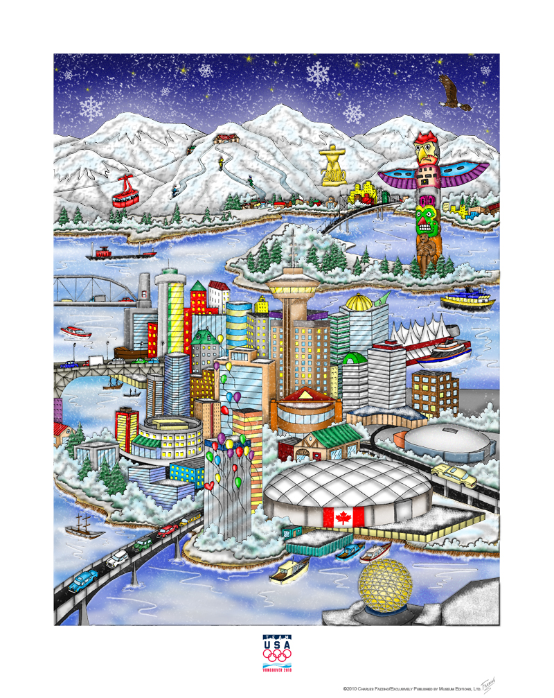 Pop Art Piece done by Charles Fazzino of the Olympic Games, 2010, Vancouver, Canada  