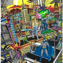 Artwork Batman Rules the Night featuring Gotham City and characters from the comics
