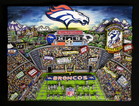 Denver Broncos football stadium 3d pop art done by Charles Fazzino