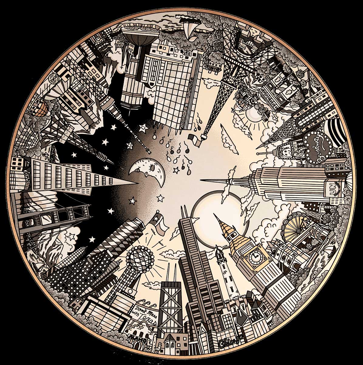 The World Goes Round And Round Fazzino