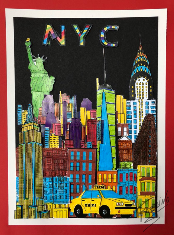 Sixpenny School artwork - New York City, Fazzino inspired 3d pop art cityscapes