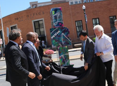  Municipal Arts Commission of New Rochelle unveiling Heather Fazzino's NRNY sculpture 