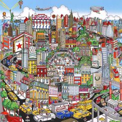 A New York cityscape work featuring all of this that drive around the streets of NYC
