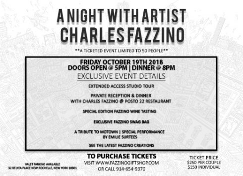 A night with artist Charles Fazzino, exclusive event flyer