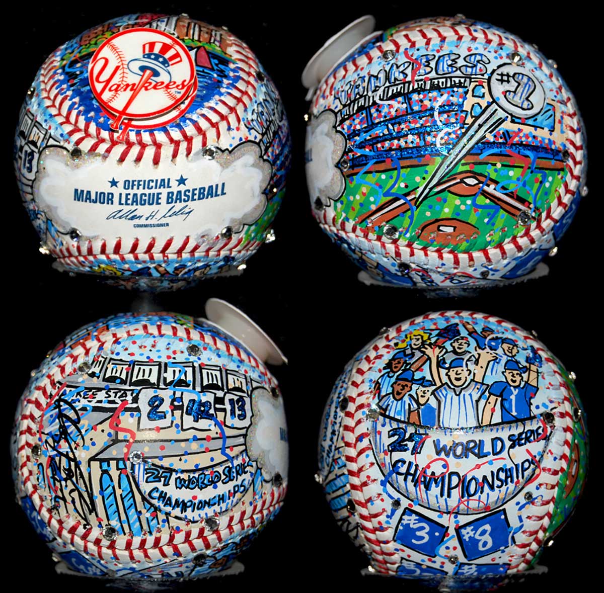 New York Yankees HandPainted Baseballs Fazzino