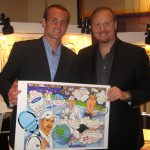 Charles Fazzino presents artwork to Andy Roddick at the Andy Roddick Foundation charity gala in Florida