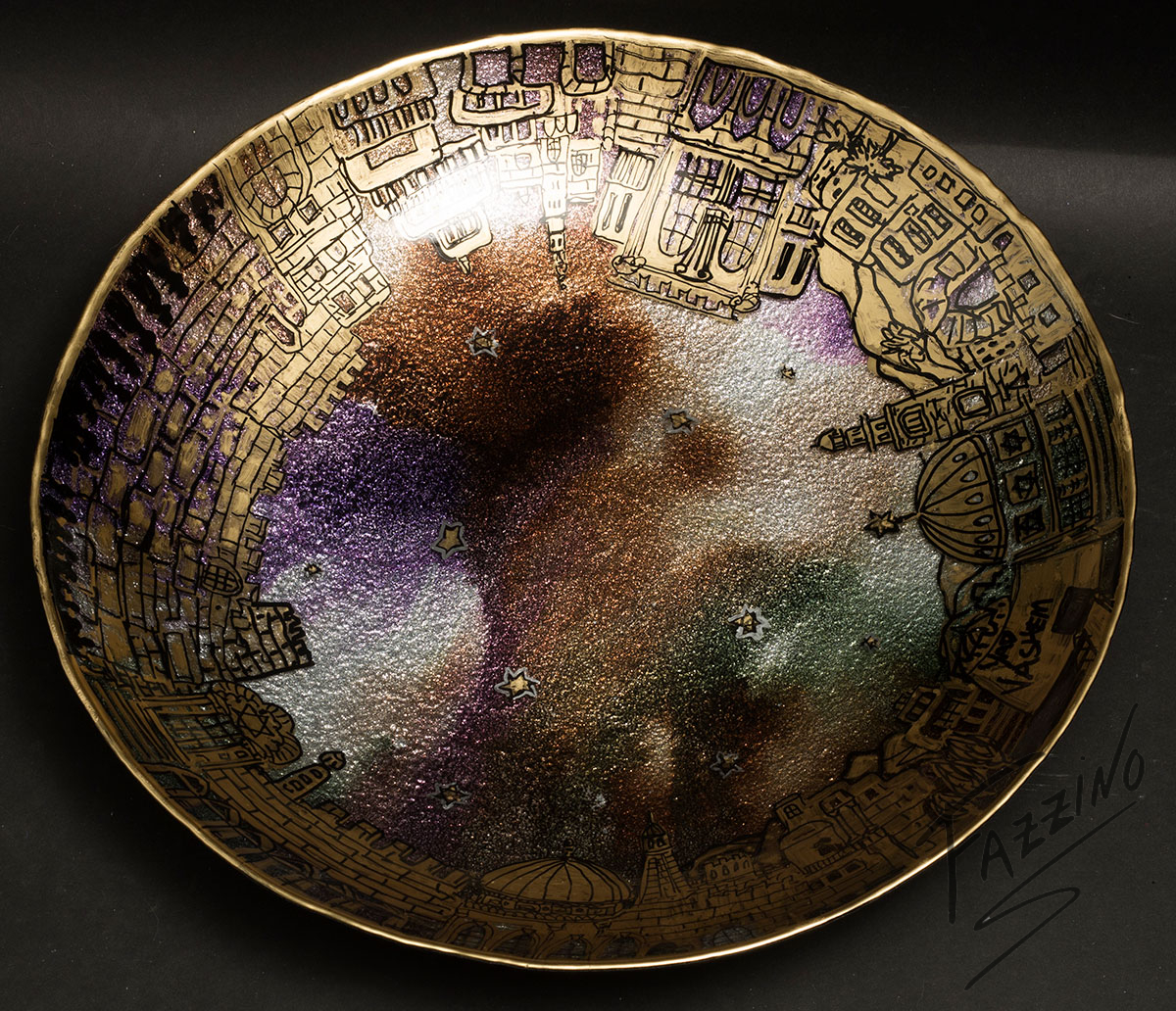 Hand Painted JewishThemed Plate Fazzino